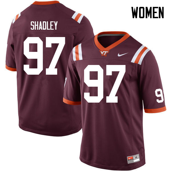 Women #97 Oscar Shadley Virginia Tech Hokies College Football Jerseys Sale-Maroon